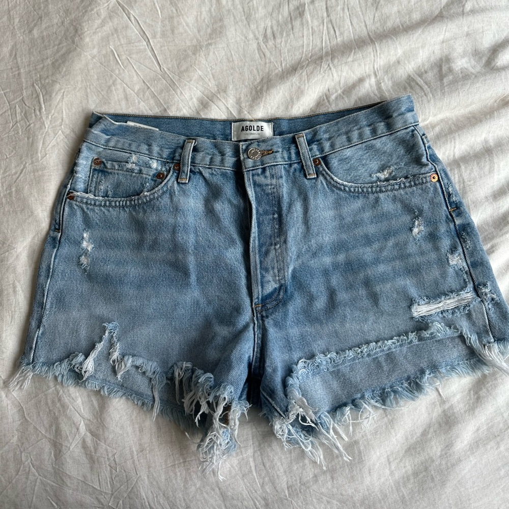 AGOLDE distressed denim shorts